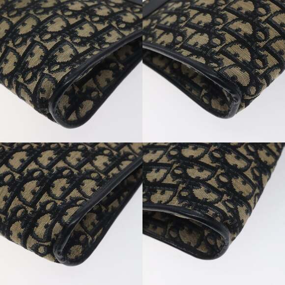 DIOR Trotter Canvas Shoulder Bag Navy Gold - Picture 10 of 12